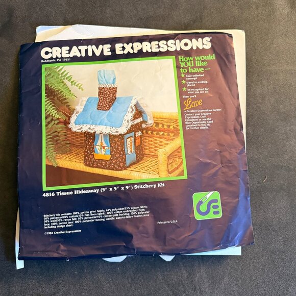 Vintage Creative Expressions Stitchery Kit 4816 Tissue Hideaway 5" X 5" X 9" - Picture 1 of 5